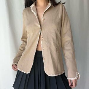 Pendleton brown woman’s cardigan with pattern trim